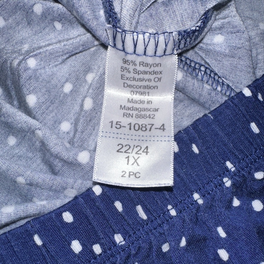 Dreams Co Summer Womens Pajama Set 1X 22 / 24 Blue Tank Shorts Embroidered Lace - Picture 8 of 9